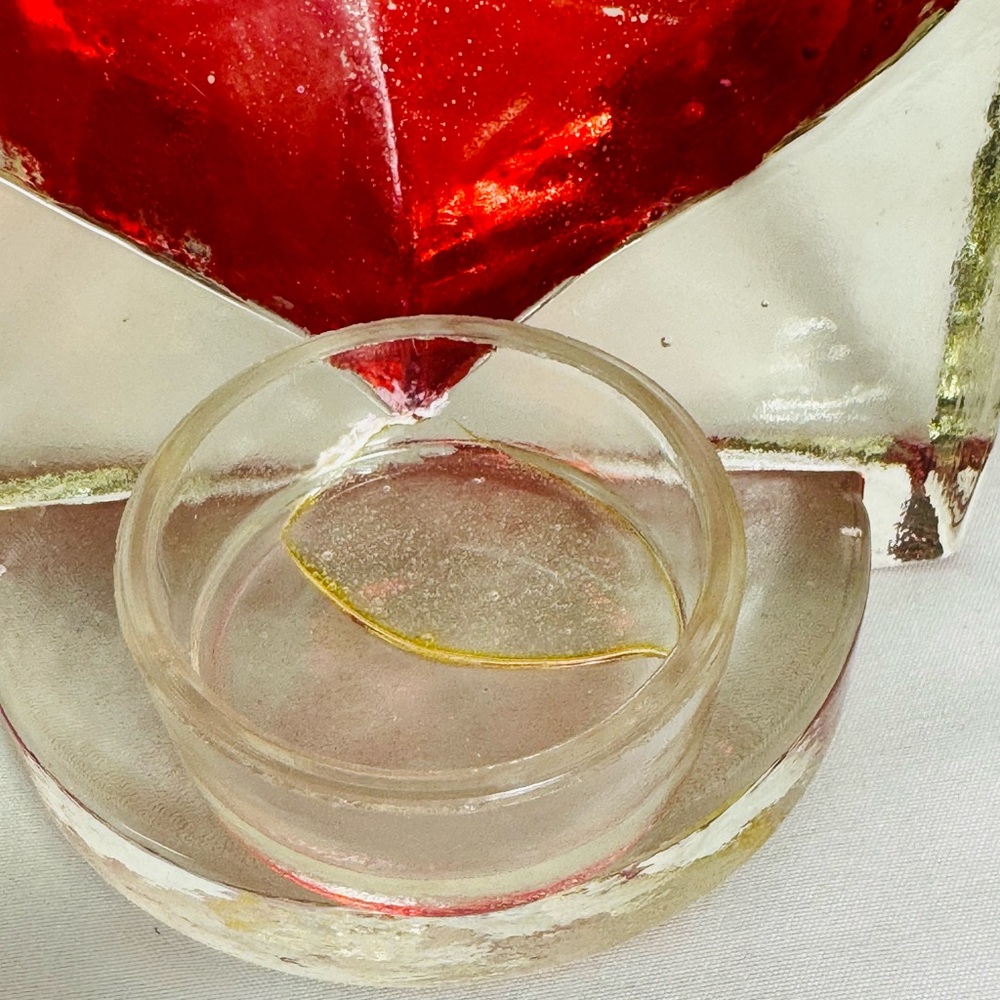 Blown Glass Red Heart Tea Light Candle Holder Block Decor - last chance! - Picture 6 of 12